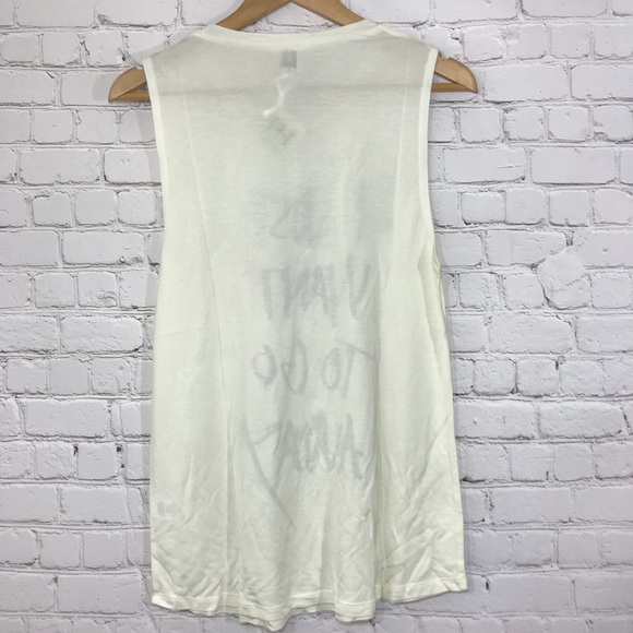 NWT Haute Hippie Muscle Tee Distressed Graphic Punk Ivory Tank Top Super Soft - Picture 4 of 8